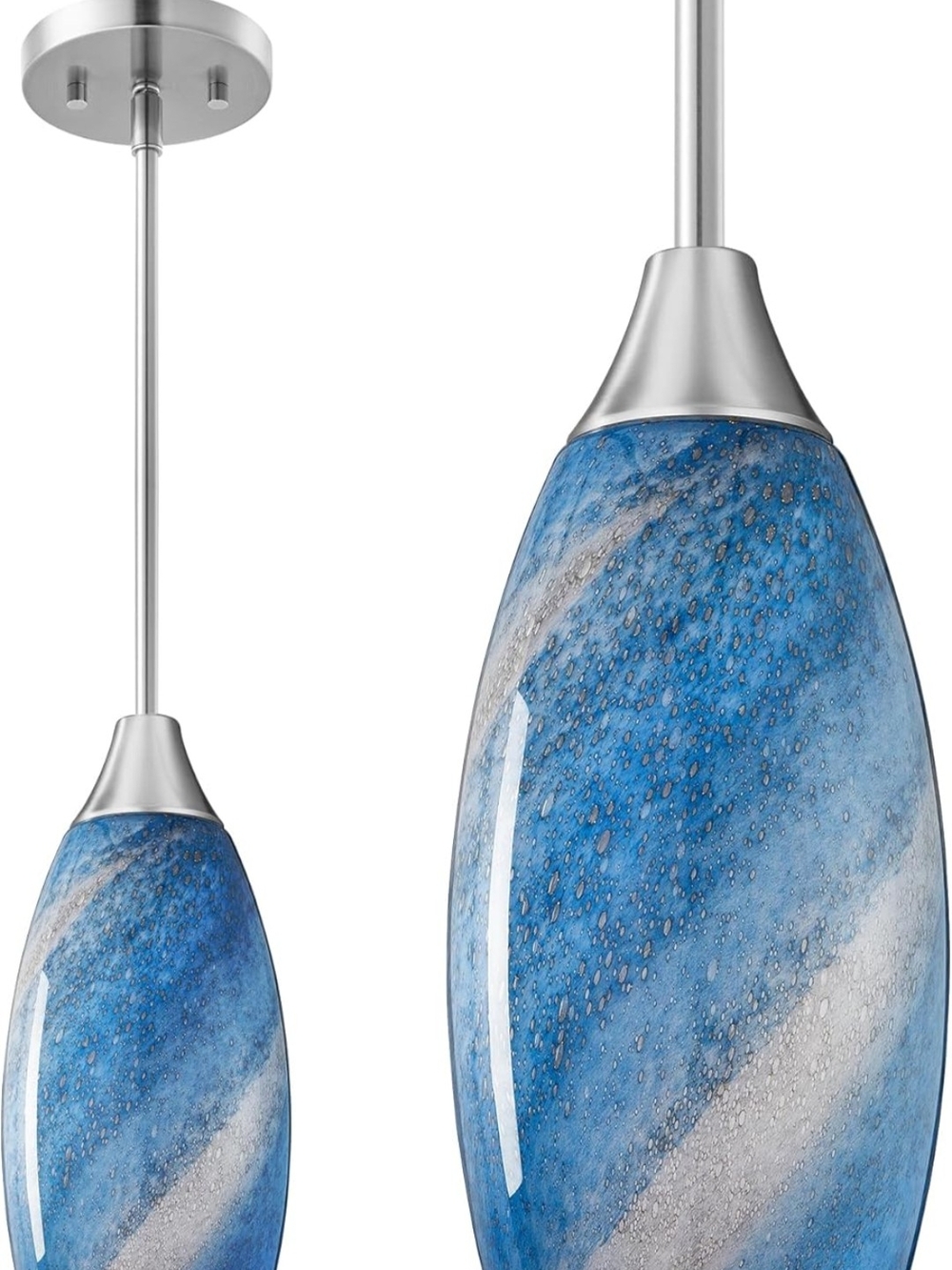 Blue Swirl Glass Pendant Light - Contemporary Home Art